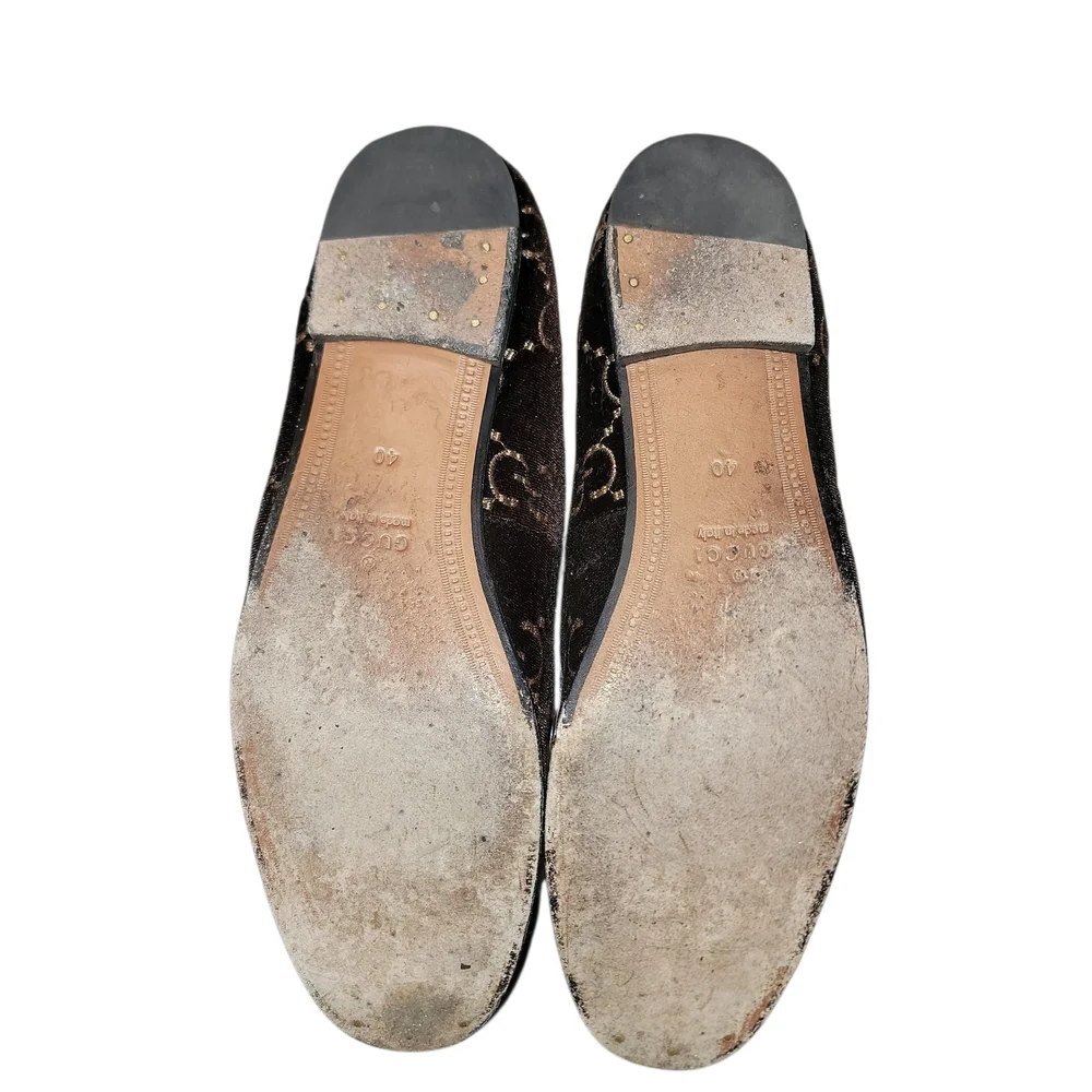 Gucci Brown Velvet Horsebit Loafers Sz 40 Best Offer - Picture 6 of 6